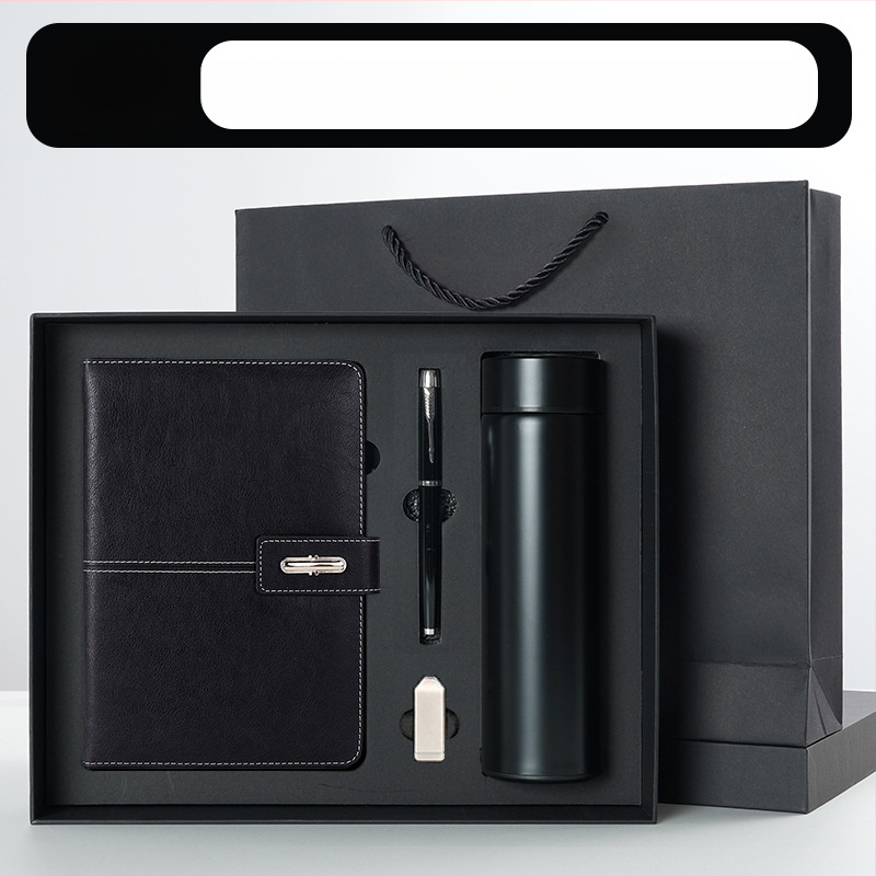 Ettevõtte äripandlaga märkmiku kinkekarbi ülikond kohandatud logoga termostops ettevõtte aastakoosoleku kaasnev kinkemärkmik