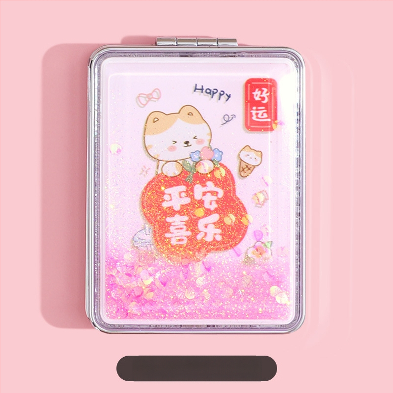 Hordozható sminktükör raktáron, téglalap alakú, divatos, folyékony homok szépségtükör, női kétoldalas, összecsukható mini sminktükör