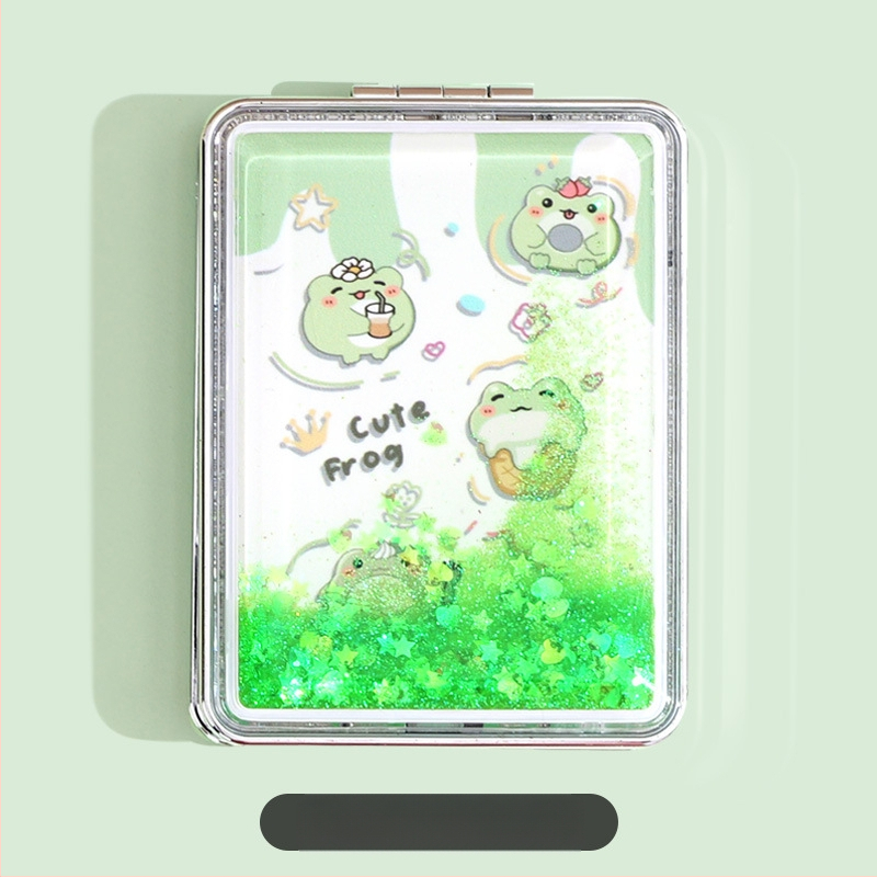 Hordozható sminktükör raktáron, téglalap alakú, divatos, folyékony homok szépségtükör, női kétoldalas, összecsukható mini sminktükör