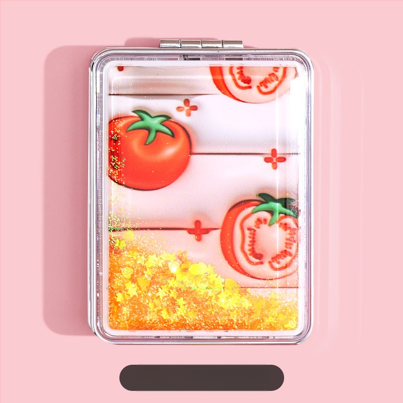 Hordozható sminktükör raktáron, téglalap alakú, divatos, folyékony homok szépségtükör, női kétoldalas, összecsukható mini sminktükör