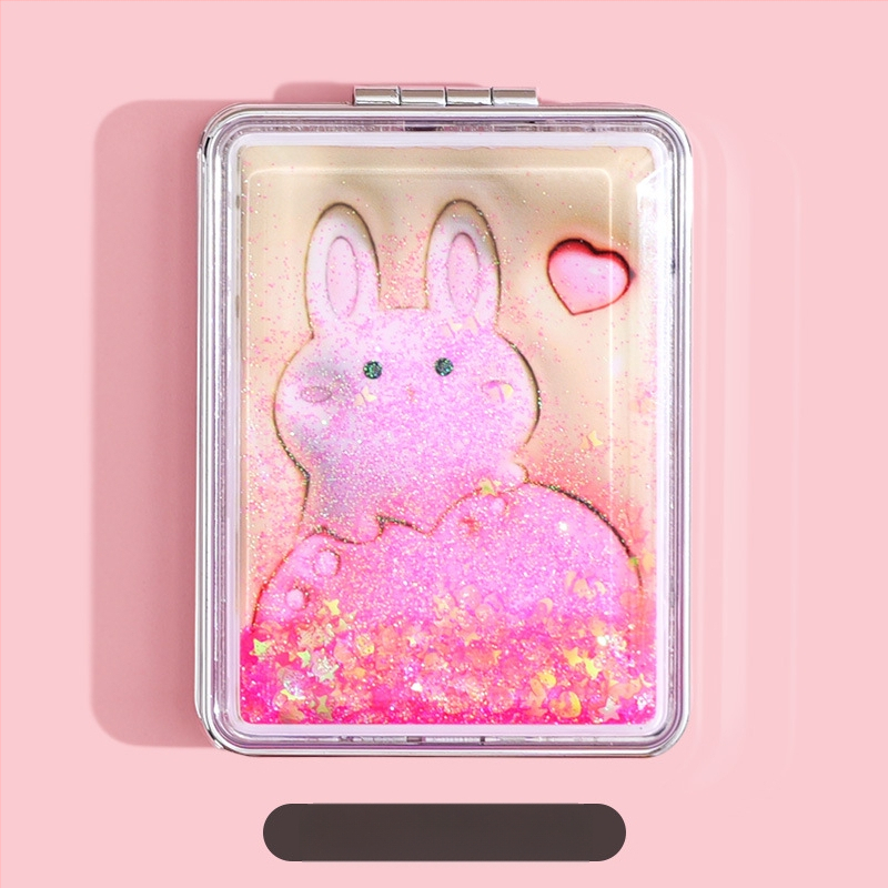 Hordozható sminktükör raktáron, téglalap alakú, divatos, folyékony homok szépségtükör, női kétoldalas, összecsukható mini sminktükör