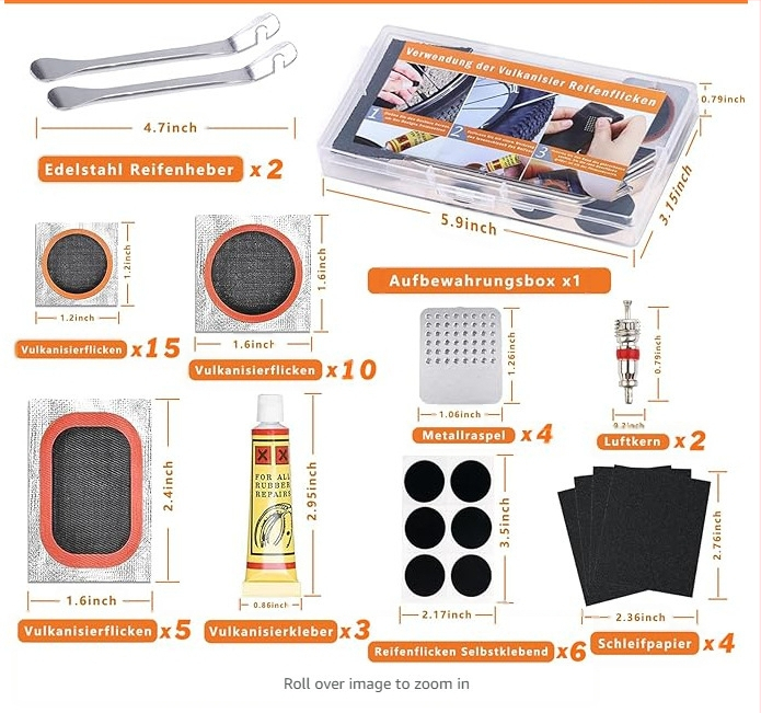 Piiriülene jalgratta rehvide purunemiskoha komplekt Rehviparanduskile liimikomplekt Jalgratta rehvide parandamise tööriistakomplekt