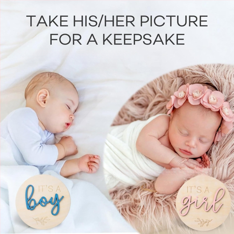 Panou de bun venit din lemn pentru nou-născuți, colorat, 3D, pentru dezvăluirea sexului bebelușului, băiat și fată