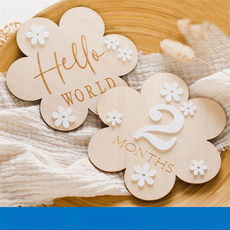 Vastsündinud beebi foto mälestuslilled jaanuari-detsembri sünnipäevafoto mälestuskaunistused puidust lilled verstapostimänguasjad