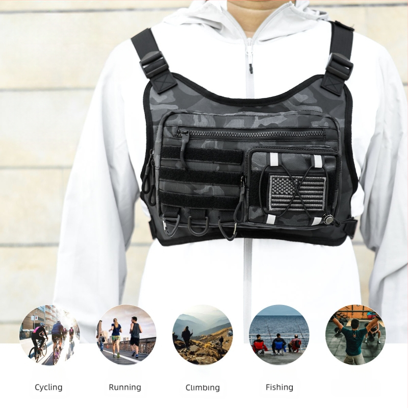 Piiriülene spordi taktikaline vest rinnakott õues kasutamiseks mõeldud spordi rinnakott reguleeritava pneumotooraksiga vest õues kasutamiseks