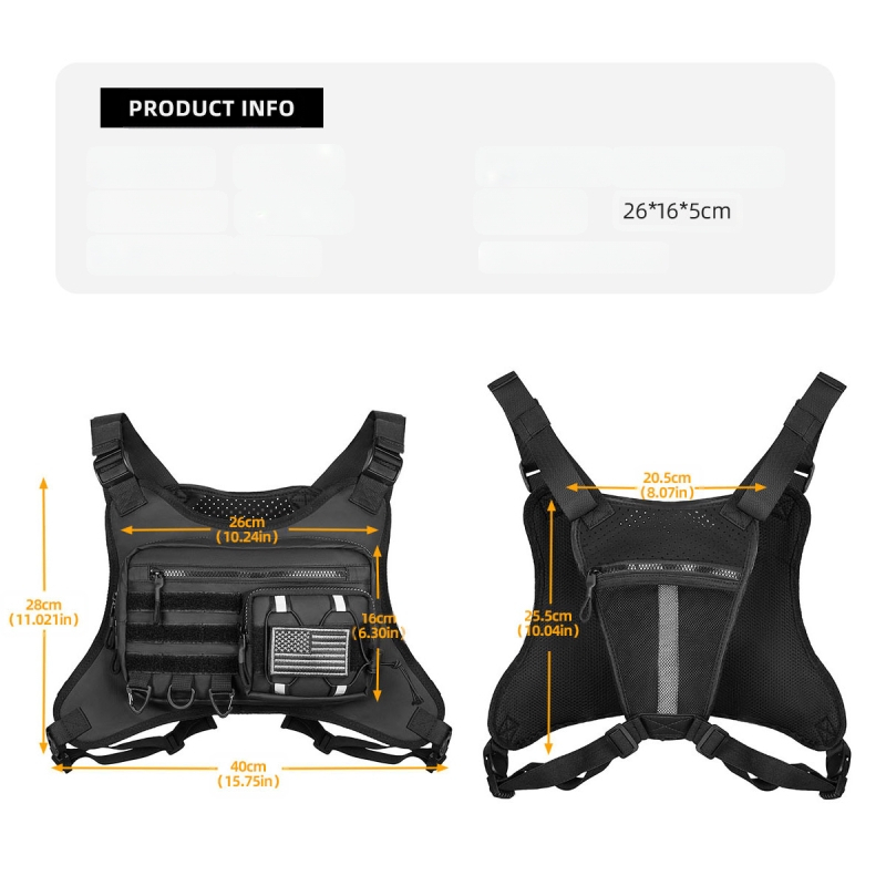 Piiriülene spordi taktikaline vest rinnakott õues kasutamiseks mõeldud spordi rinnakott reguleeritava pneumotooraksiga vest õues kasutamiseks