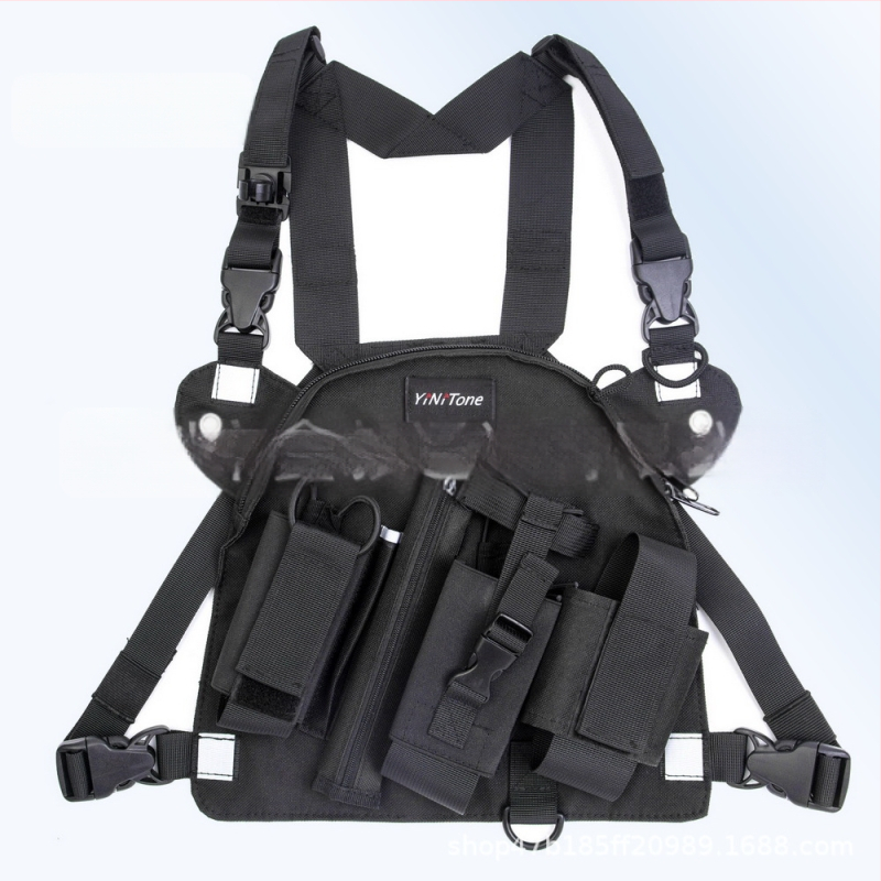 Must suure mahutavusega rinnakott raadiosaatjaga rinnakott ratsaspordikott jahikott varustuse kandmiseks, tööriistad