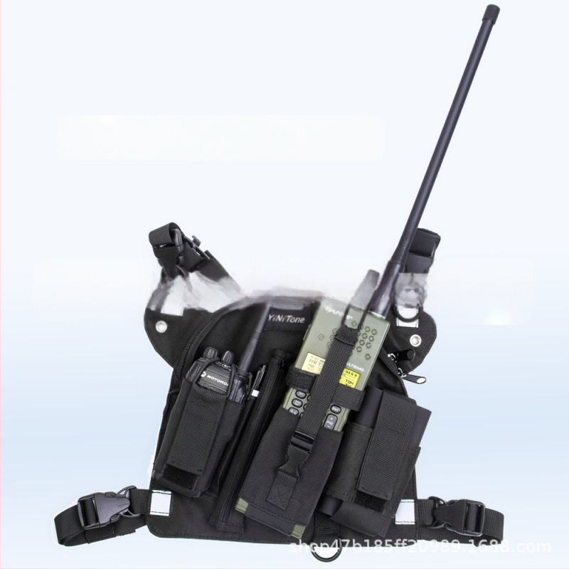 Must suure mahutavusega rinnakott raadiosaatjaga rinnakott ratsaspordikott jahikott varustuse kandmiseks, tööriistad