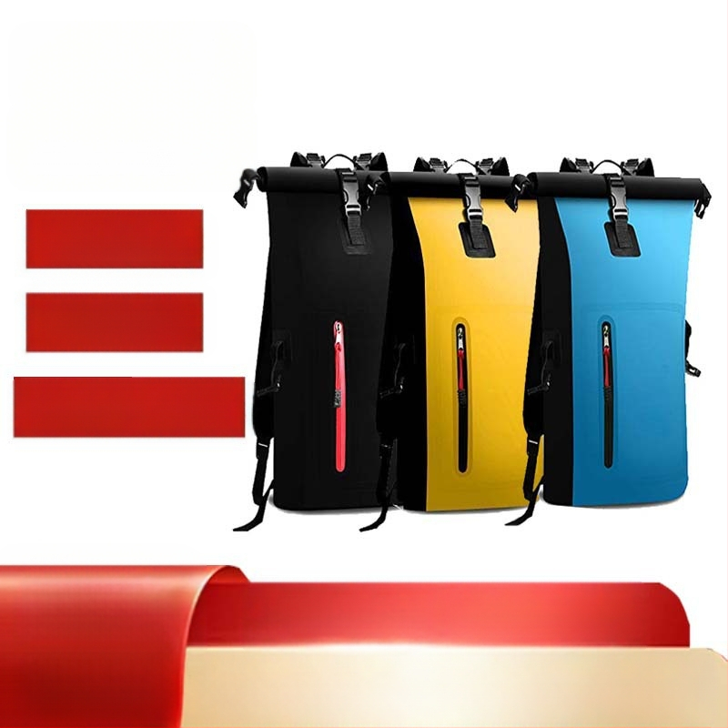 Αδιάβροχο σακίδιο πλάτης για υπαίθριες αθλητικές δραστηριότητες με ζεστό πάτημα από PVC, σακίδιο πλάτης για κάμπινγκ, τσάντα ταξιδιού για κολύμπι και ράφτινγκ σε ποτάμι, αδιάβροχη τσάντα