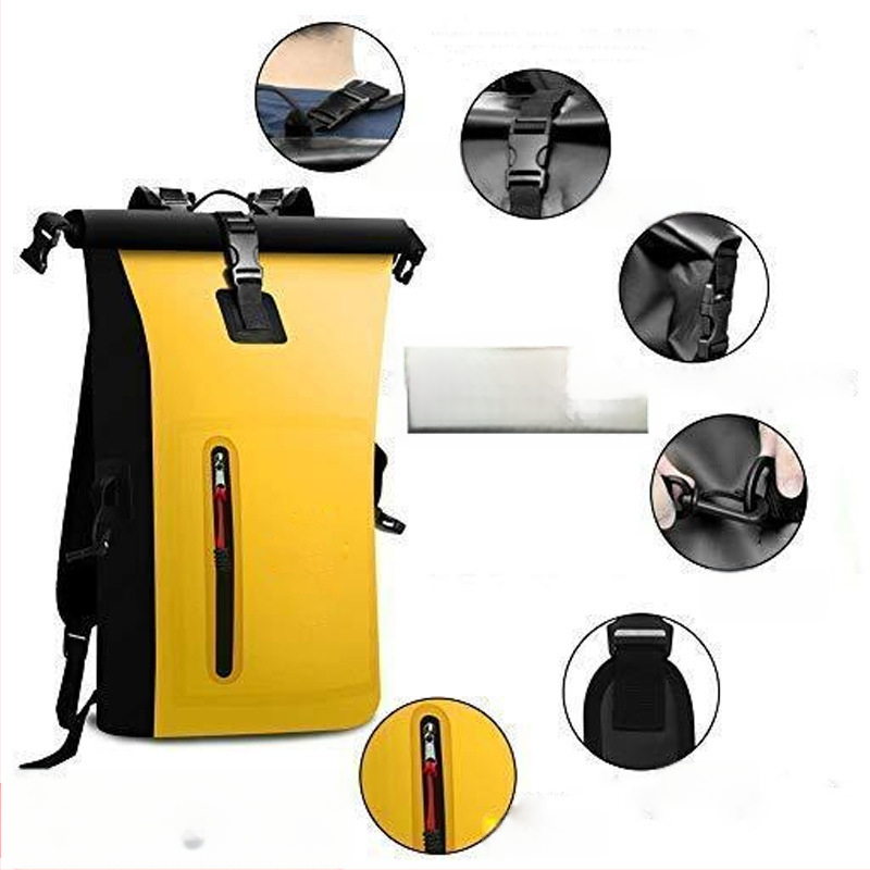 Αδιάβροχο σακίδιο πλάτης για υπαίθριες αθλητικές δραστηριότητες με ζεστό πάτημα από PVC, σακίδιο πλάτης για κάμπινγκ, τσάντα ταξιδιού για κολύμπι και ράφτινγκ σε ποτάμι, αδιάβροχη τσάντα