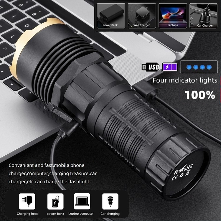 Piiriülene valge laseriga LED-valge laseriga ere taskulamp välistingimustes patrullimiseks mõeldud avariivalgustusega kaasaskantav taskulamp X100