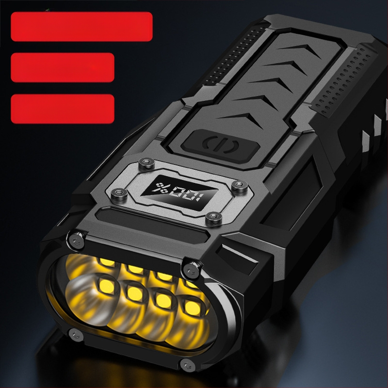Tugeva valgusega taskulamp välistingimustes kasutamiseks mõeldud multifunktsionaalne magnetiline autoremondi ülevaatuskolb punane tuli laadimiseks aarde hädaolukorra töövalgusti