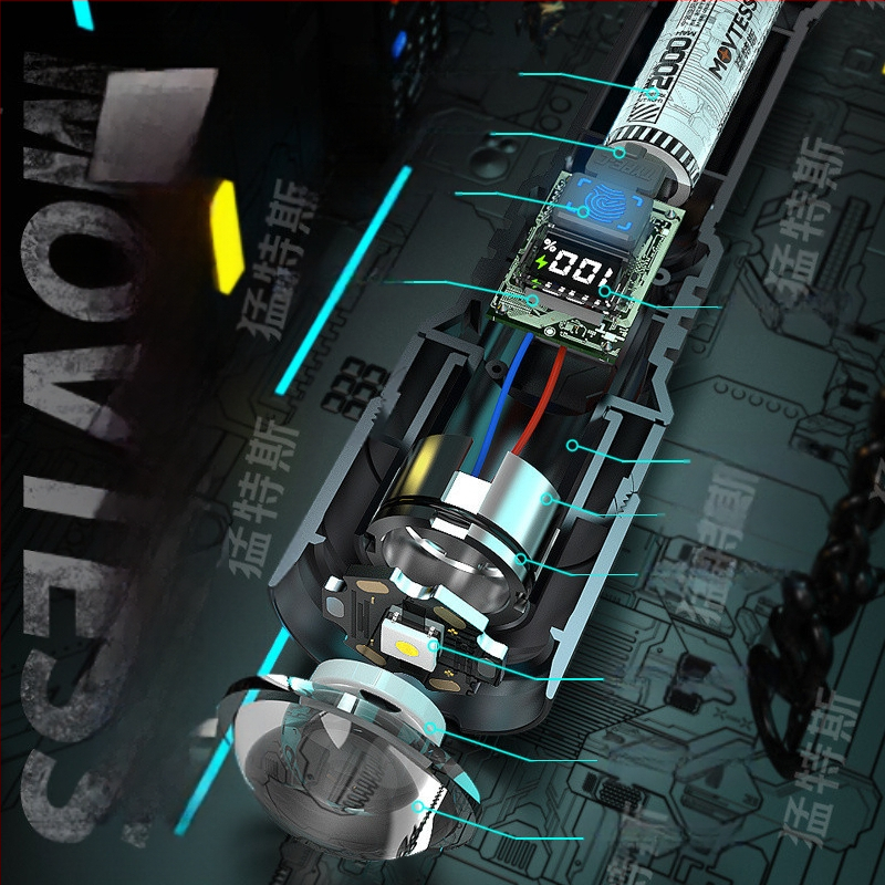 A8C Mengtes žibintuvėlis, stiprios šviesos, įkraunamas, itin ryškus lauko avarinis apšvietimas, juoda technologija, ilgas LED,