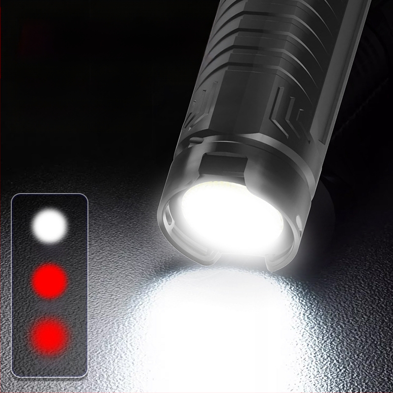 Uus valge laseriga tugeva valgusega pikamaa taskulamp ABS-multifunktsionaalne valgustuslamp, mis laadib öökalapüügilambi võimsuse näidikuga