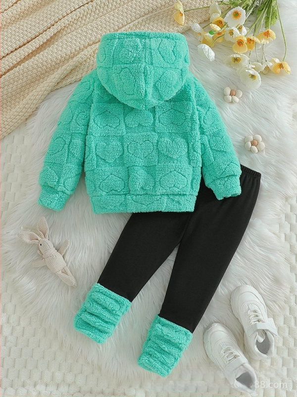 Piiriülene talvine mood vabaaja soe tüdrukute mugav armastusega Mao Mao mustriga kapuutsiga kampsun-püksid kaheosaline komplekt