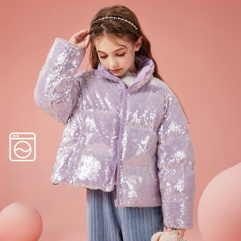 [90 samta] meiteņu dūnu jaka 2023. gada ziemas bērnu fliteru viegla, bieza dūnu jaka