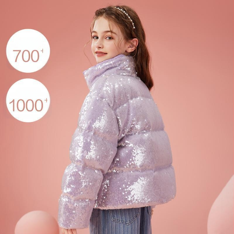 [90 samta] meiteņu dūnu jaka 2023. gada ziemas bērnu fliteru viegla, bieza dūnu jaka