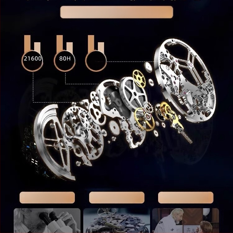 2025. aasta uus väljalõigatud terasest meeste punk-automaatne mehaaniline käekell, klassikaline kellade tehas, hulgimüük