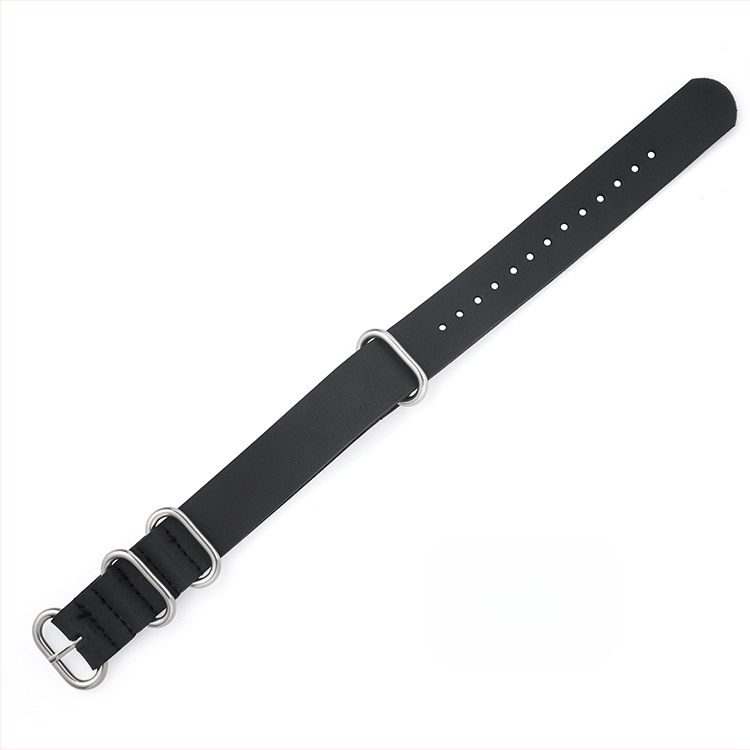 Удебелена каишка от имитация на телешка кожа, дебела кръгла катарама с халка върху кожена каишка NATO ZULU ZULU 18/20/22/24 мм