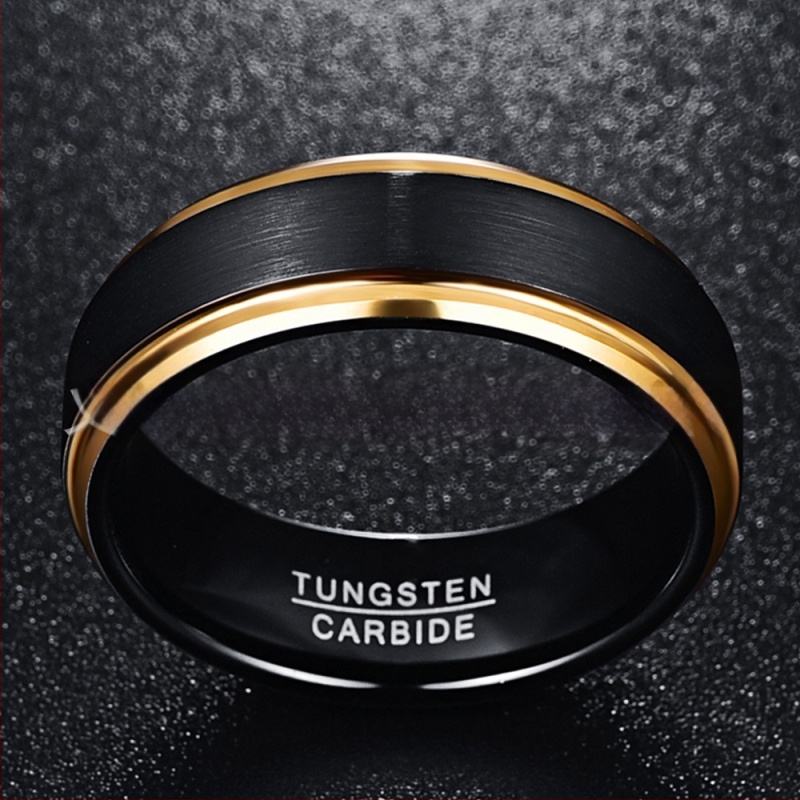 Vaakumkattega mustast kullast volframterasest sõrmus meeste sõrmusehted laos pakuvad tervet põlvkonda juukseid