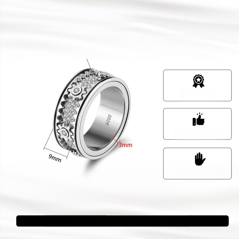 Yungui pažljivo bira 925 srebrne prstenje s prekograničnim uzorkom, europski i američki muški jednostavni rotirajući muški prsteni protiv anksioznosti, veleprodaja nakita