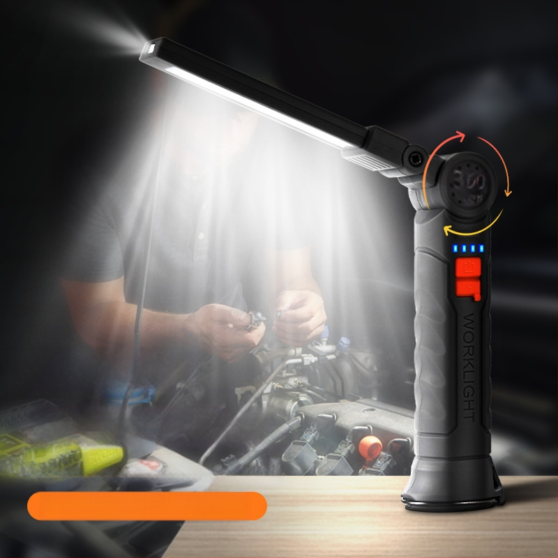 Многофункционална COB магнитна работна светлина за ремонт на автомобили LED червена предупредителна светлина силно фенерче за ремонт на автомобили