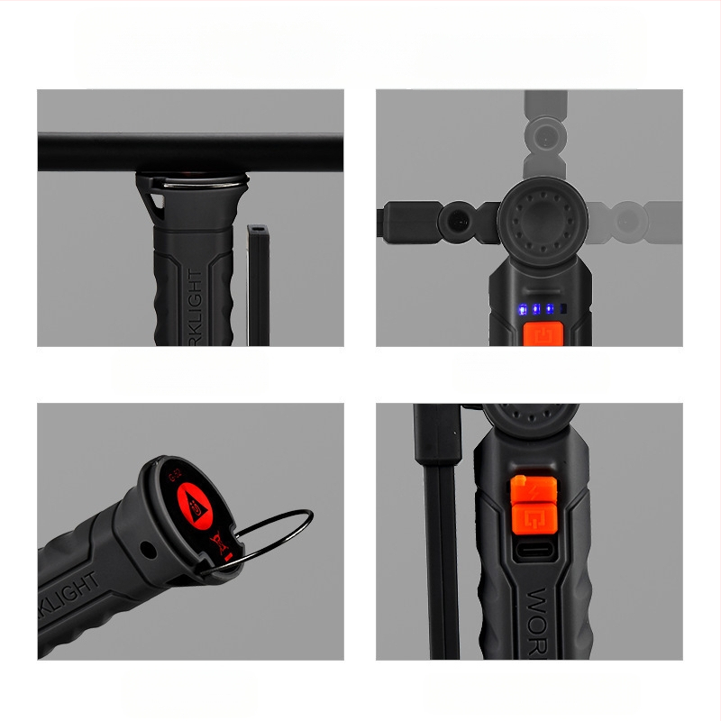 Многофункционална COB магнитна работна светлина за ремонт на автомобили LED червена предупредителна светлина силно фенерче за ремонт на автомобили