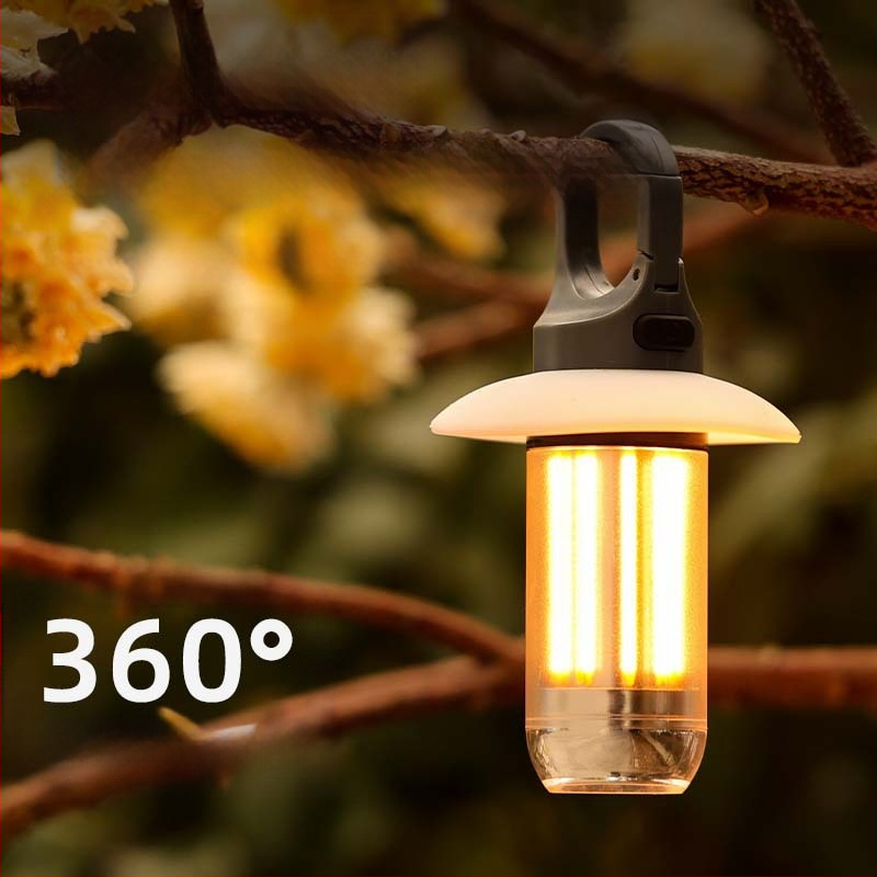 Нова преносима многофункционална къмпинг светлина с двоен източник на светлина, фенерче „две в едно“, за външна атмосфера и палатка, къмпинг светлина.