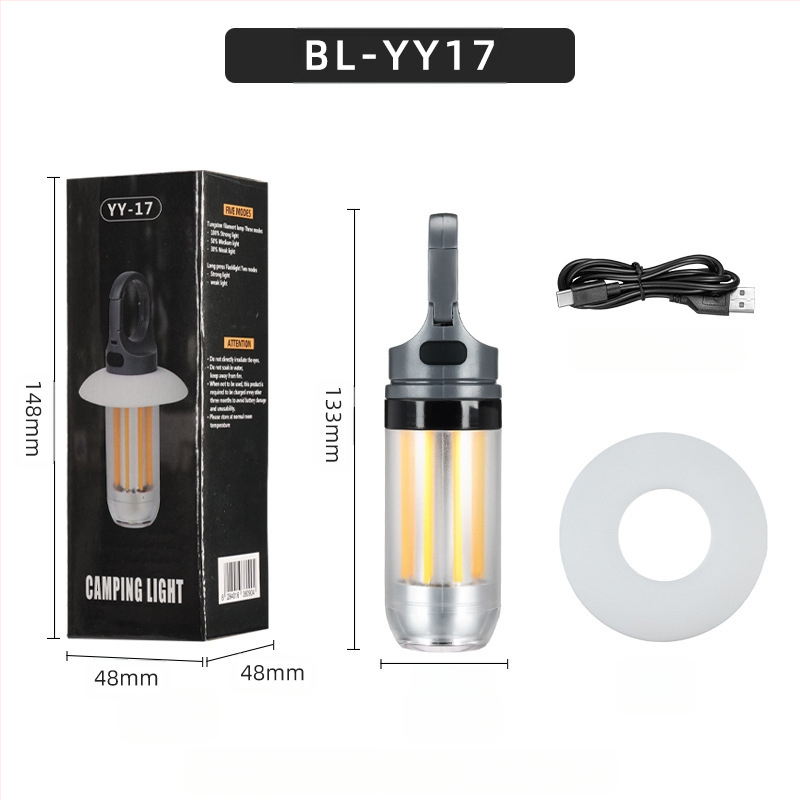 Нова преносима многофункционална къмпинг светлина с двоен източник на светлина, фенерче „две в едно“, за външна атмосфера и палатка, къмпинг светлина.