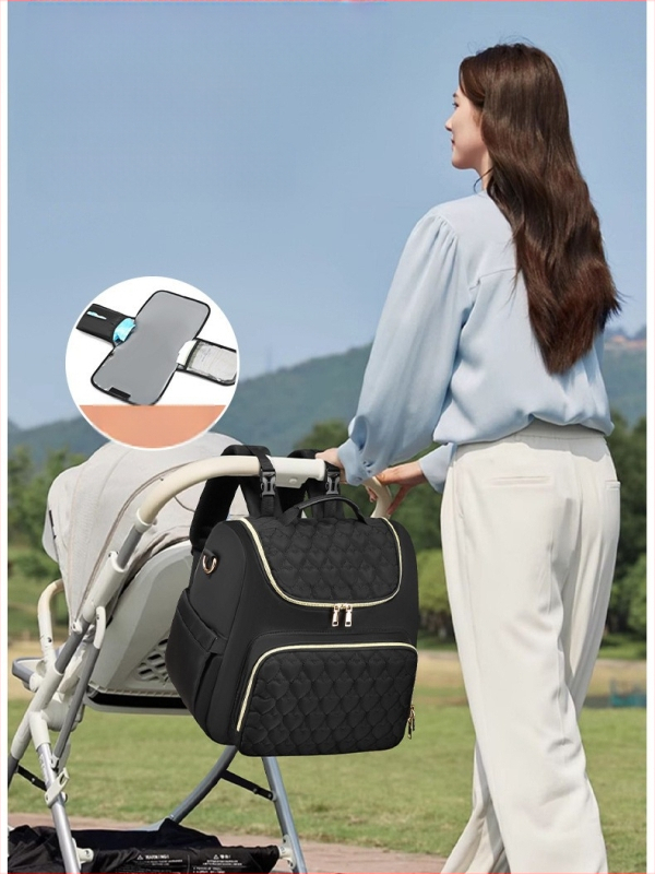 Suure mahutavusega emmekott, mähkmekott, lapsevankrikott, isoleeritud ema- ja beebikott koos kokkupandava mähkmepadja hoiuruumiga