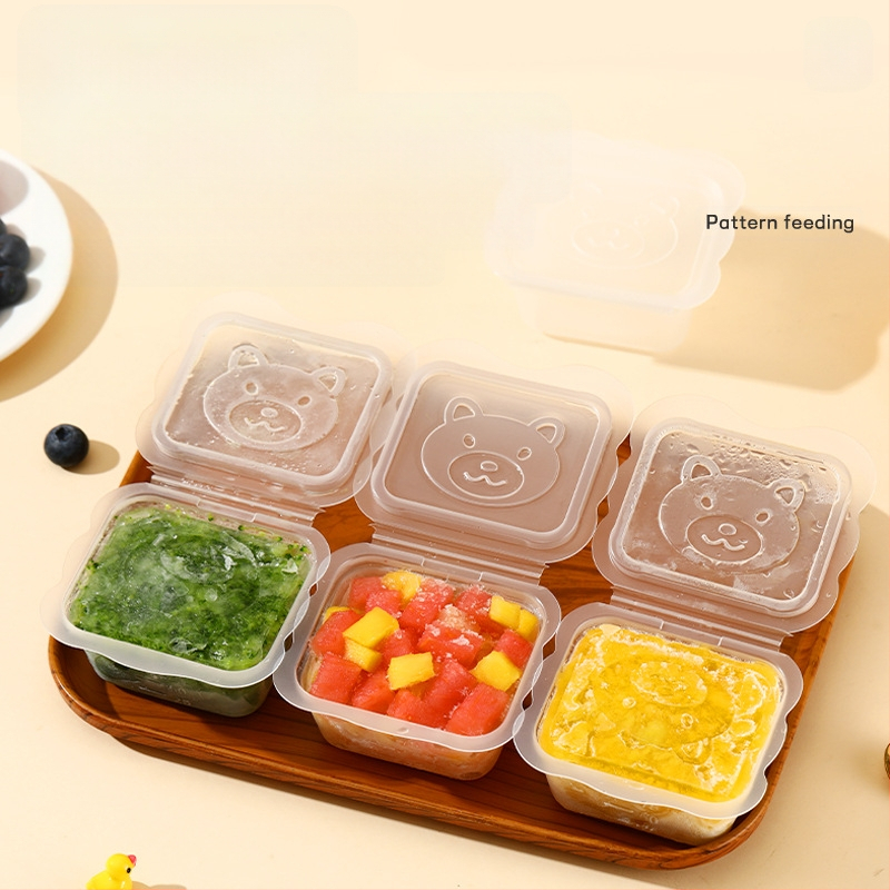 Kūdikio meškiuko maisto papildų dėžutė, šaldyta šviežio maisto laikymo kūdikių maistui, nešiojama mini vaisių pakavimo dėžutė