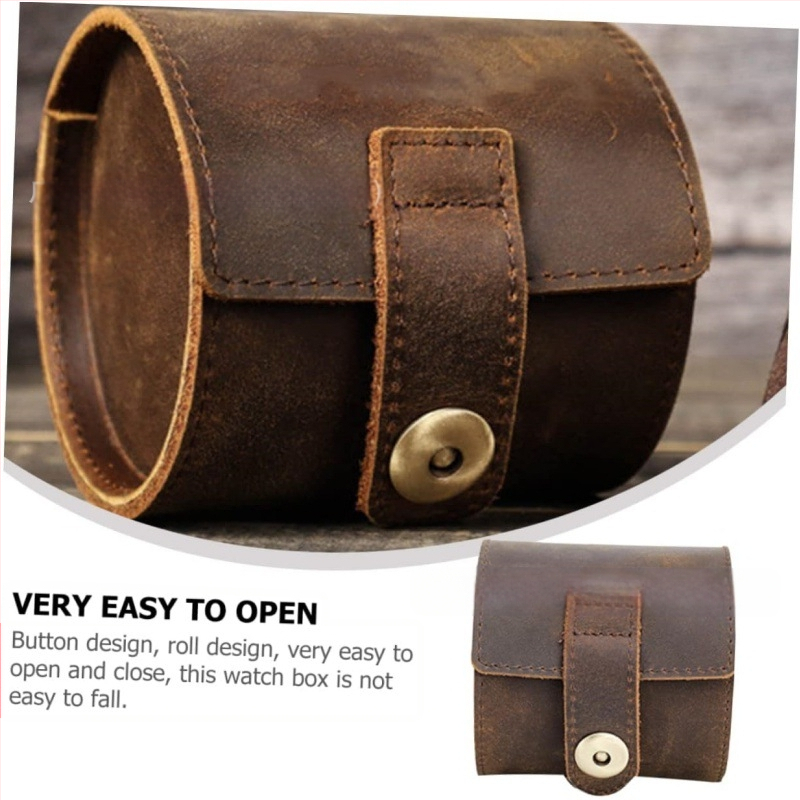 Tarpvalstybinis natūralios odos kelioninis laikrodžių laikymo krepšys, laisvalaikiui lauke, nešiojamas, patvarus ir vandeniui atsparus vieno laikrodžio kosmetikos krepšys