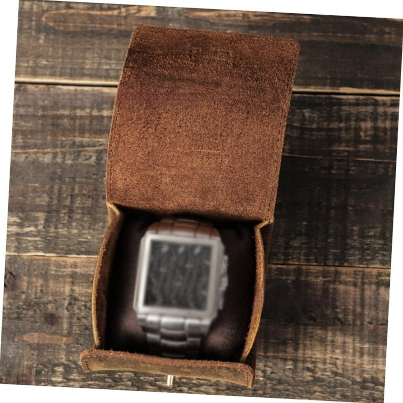 Tarpvalstybinis natūralios odos kelioninis laikrodžių laikymo krepšys, laisvalaikiui lauke, nešiojamas, patvarus ir vandeniui atsparus vieno laikrodžio kosmetikos krepšys
