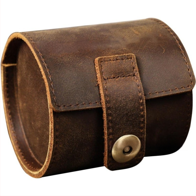 Tarpvalstybinis natūralios odos kelioninis laikrodžių laikymo krepšys, laisvalaikiui lauke, nešiojamas, patvarus ir vandeniui atsparus vieno laikrodžio kosmetikos krepšys