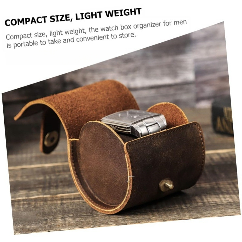Tarpvalstybinis natūralios odos kelioninis laikrodžių laikymo krepšys, laisvalaikiui lauke, nešiojamas, patvarus ir vandeniui atsparus vieno laikrodžio kosmetikos krepšys