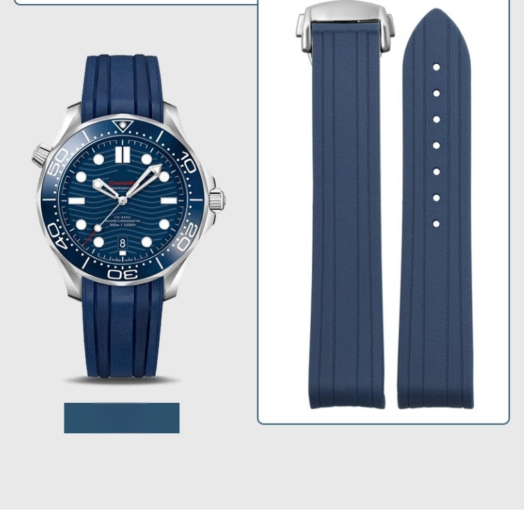 Omega Omega gumijas siksniņa ar salokāmu sprādzi, jauna Seamaster 300 Speedmaster 007 Observatory silikona siksniņa ar 20 mm