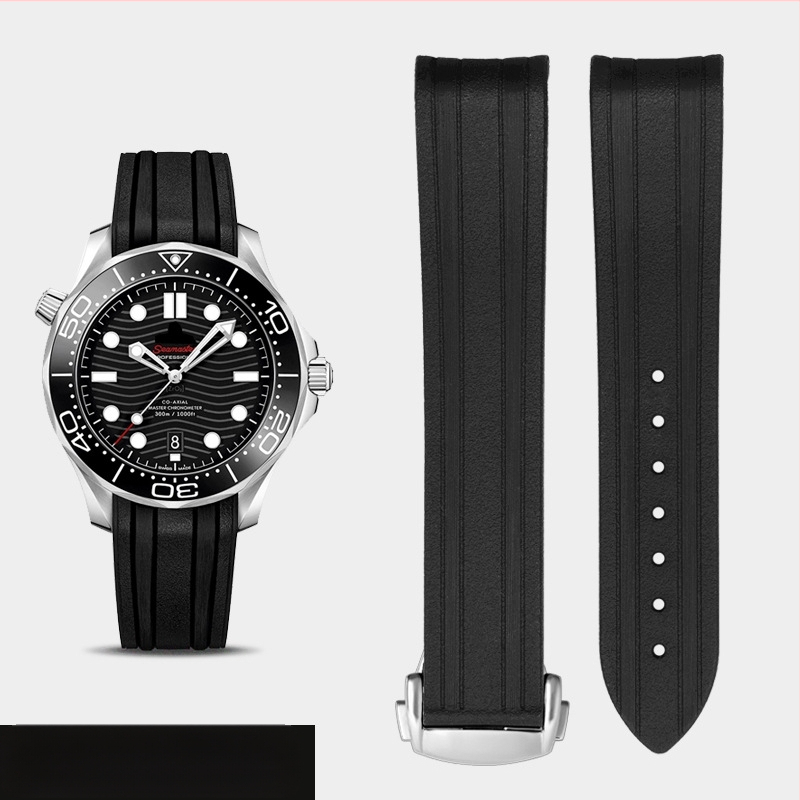 Omega Omega gumijas siksniņa ar salokāmu sprādzi, jauna Seamaster 300 Speedmaster 007 Observatory silikona siksniņa ar 20 mm
