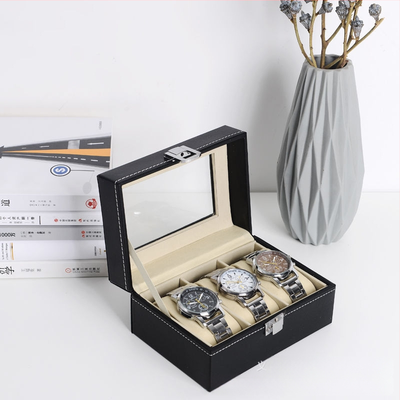 Трансгранична на склад изкуствена кожа 2-битова 3-битова 6-битова 10-битова 12-битова 20-битова 24-битова кутия за съхранение на часовници двуслойна кутия за часовници