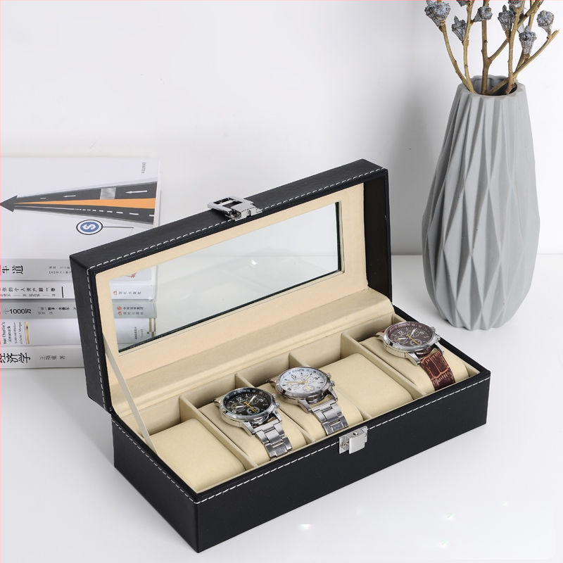 Трансгранична на склад изкуствена кожа 2-битова 3-битова 6-битова 10-битова 12-битова 20-битова 24-битова кутия за съхранение на часовници двуслойна кутия за часовници