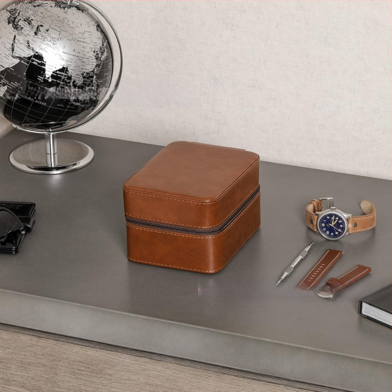 Tarpvalstybinė dirbtinės odos laikrodžių lagamino laikymo dėžė, skirta kasdieniam lauko nešiojamam 5 vietų laikrodžių apsaugos dėžutei