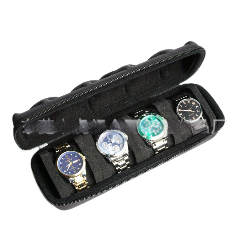 Tiesioginė gamyklinė 4 laikrodžių laikymo dėžutė, nešiojama kieto apvalkalo laikrodžių laikymo krepšys, laikrodžių demonstravimo EVA krepšys