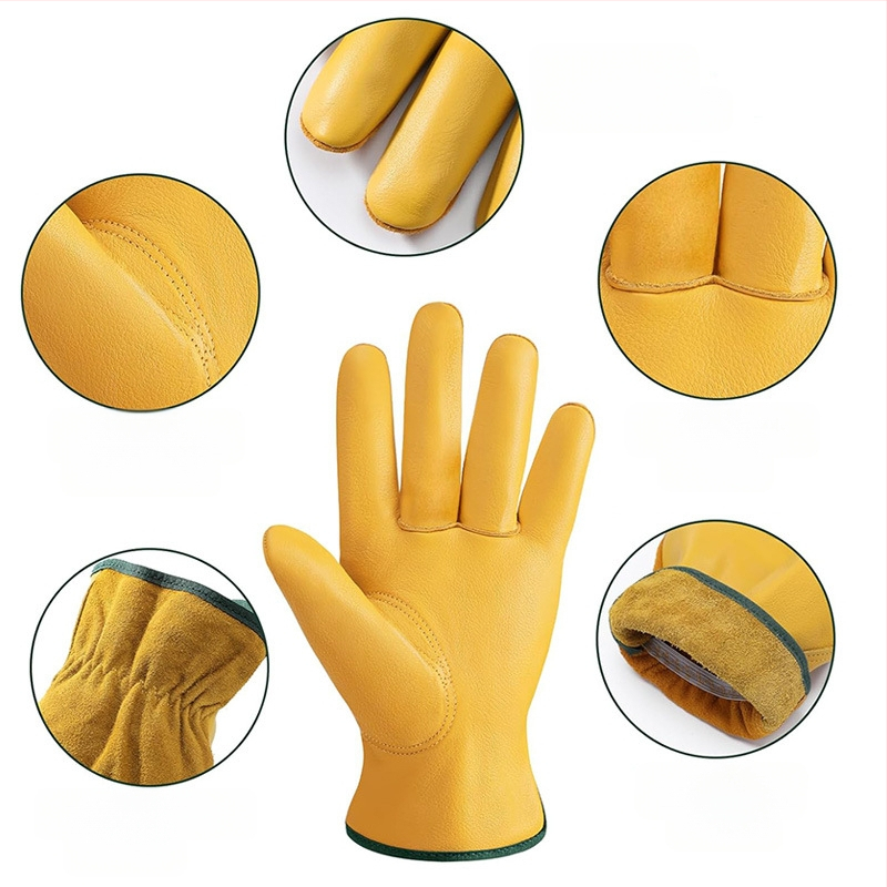 Individualiai pritaikytos karvės odos sodo darbo pirštinės, pagamintos iš tarpvalstybinių „Amazon“ karvės odos, skirtos darbui, skirtos darbui ūkyje, atsparios pradūrimams ir dilimui.