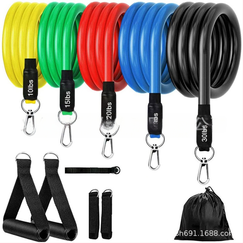 11-osaline pingutusnööri komplekt 11-osaline pingutustorude komplekt TPE vastupidavusvööde tootjate hulgimüügi soodushinnaga fitness-pingutusvööde komplekt