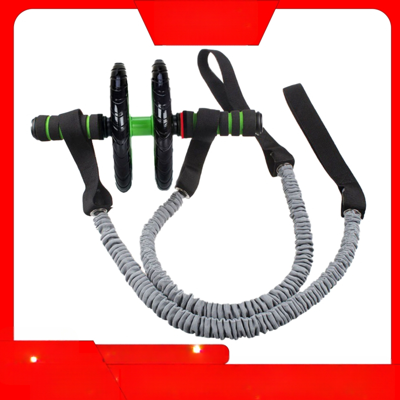 3 dalių pilvo preso ratukų volelis su pagalbine traukimo virve, latekso vamzdeliu, pilvo raumenų ratukų traukimo juosta, pasipriešinimo virve treniruotėms