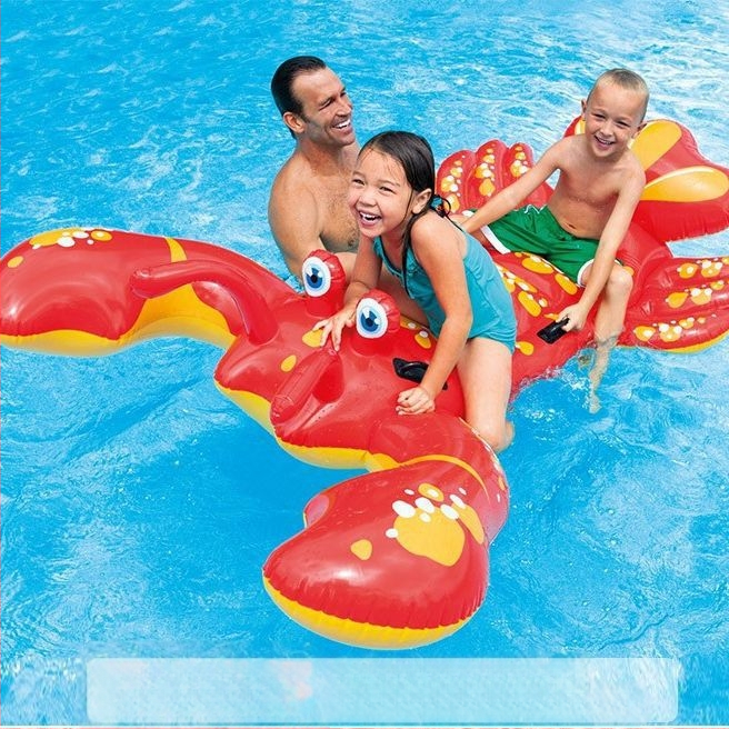 Originalus INTEX realistiškas pripučiamas gyvūnų kalnelis su rykliais ir vandens žaislas vaikams