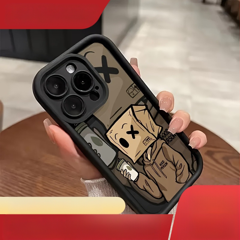 Căști Social Fear Carton Carcasă telefon mobil Apple 15 iPhone 14Promax Silicon 13/12/11 Acoperire completă Rezistentă la căderi