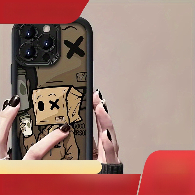 Căști Social Fear Carton Carcasă telefon mobil Apple 15 iPhone 14Promax Silicon 13/12/11 Acoperire completă Rezistentă la căderi