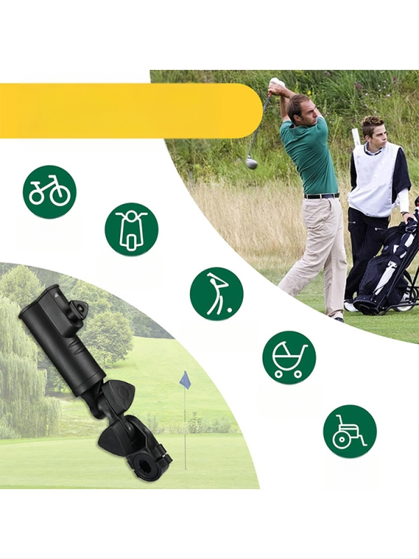 Držiak na golfový dáždnik, čierny plastový držiak na dáždnik s nastaviteľným uhlom, príslušenstvo k trubiciam na golfový dáždnik