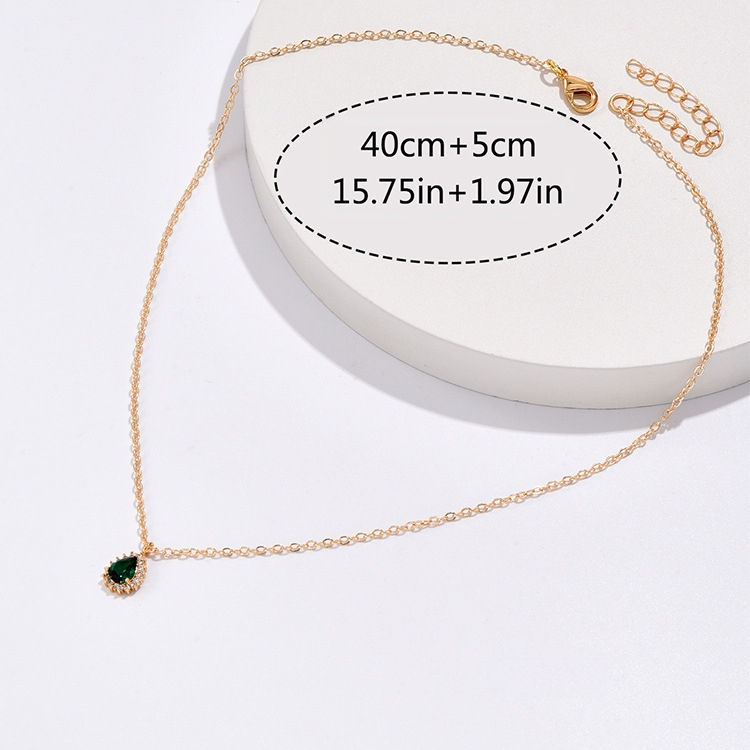 Prantsuse kunstiline retro stiilis smaragdvastane vask kullatud prantsuse kaelakee naiste veepiisaga tsirkoonehted uues stiilis