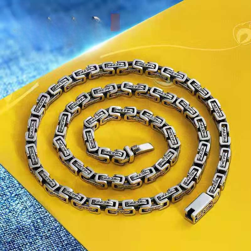 Pánsky módny štýlový štvorcový prsteň s dračím vzorom, štvorcový prsteň s mantrou, módny retro štýl v štýle K.